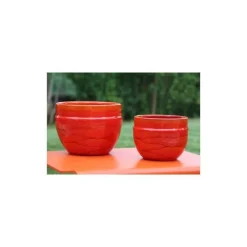 Outlet LES POTERIES D'ALBI Pot austral de 2,3 L en terre émaillée coloris orange Ø 16 x 13 cm