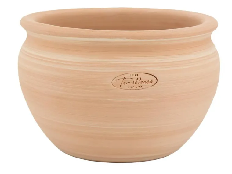 New TERRABLANCA Pot boule en terre cuite claire - Ø 34 x H 24 cm