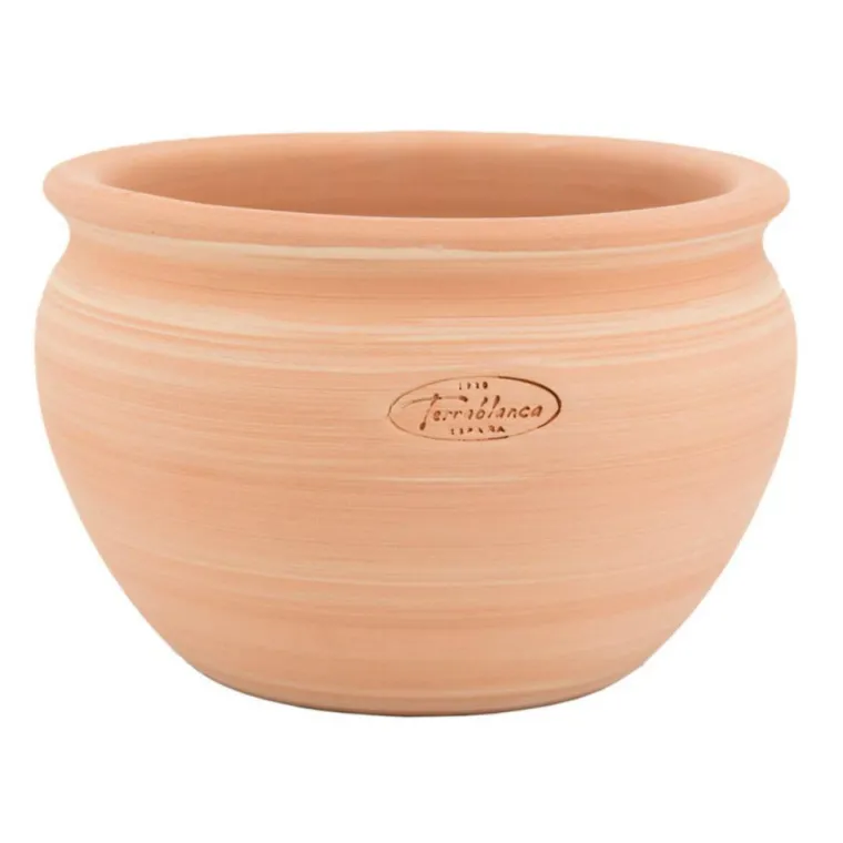 New TERRABLANCA Pot boule en terre cuite claire - Ø 28 x H 20 cm