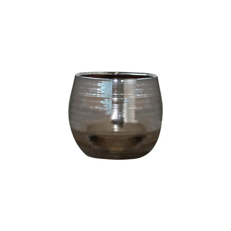 Outlet LES POTERIES D'ALBI Pot Cancale coloris métal en terre cuite émaillée H 14 x Ø 14 cm