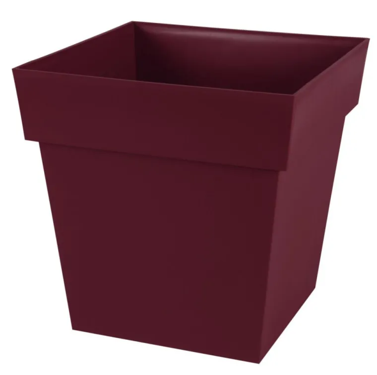 New EDA Pot carré en polypropylène rouge Bourgogne Toscane 38 L - 39 x 39 x 39 cm
