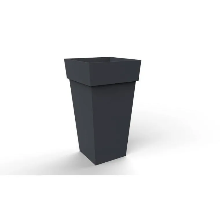 Clearance EDA Pot carré haut gris anthracite Toscane – 43,3 x 43,3 cm