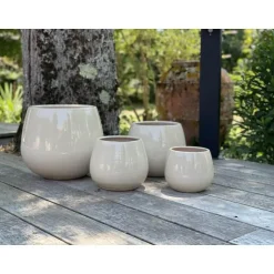 Hot LES POTERIES D'ALBI Pot coloris beige en terre émaillée Cancale - Ø 25 cm