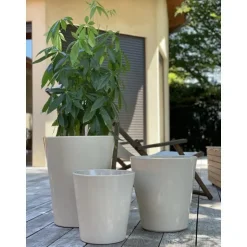 LES POTERIES D'ALBI Pot coloris beige en terre émaillée Sydney - Ø 34 cm