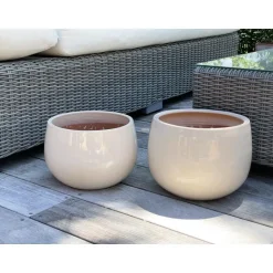 Sale LES POTERIES D'ALBI Pot coloris beige en terre émaillée le lisère - Ø 20 cm