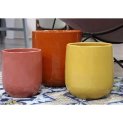 Outlet LES POTERIES D'ALBI Pot coloris jaune en terre émaillée Saintrop - Ø 20 cm