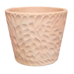 Clearance POTERIE DU BOUSQUET Pot conique en terre cuite coloris beige Artisan - Ø 28 x H 23 cm