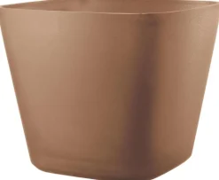 Discount DEROMA Pot en plastique injecté coloris marron Origin Quadro cotto - 28 x 28 x 23,5 cm