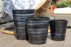 LES POTERIES D'ALBI Pot en terre cuite émaillée bleu Nuit étoilée Les Poteries d’Albi Sydney - Ø 37 x H 44 cm