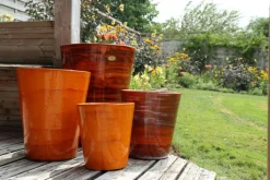 Best LES POTERIES D'ALBI Pot en terre cuite émaillée orange Savane Les Poteries d’Albi Sydney - Ø 37 x H 44 cm