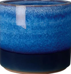 Hot DEROMA Pot en terre cuite émaillée coloris bleu Océan - Ø 30 x H 27 cm