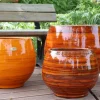 New LES POTERIES D'ALBI Pot en terre émaillée orange Savane Bahia - Ø 43 x H 46 cm