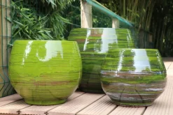 Best LES POTERIES D'ALBI Pot en terre émaillée vert Forêt Bahia - Ø 25 x H 31 cm