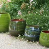 Hot LES POTERIES D'ALBI Pot en terre émaillée vert Forêt Cancale - Ø 14 x H 14 cm