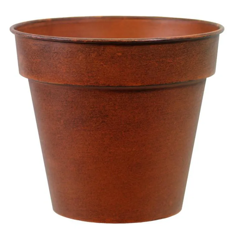 Online DECOLINES Pot horticole en acier peint brun antique Ø 32 x H 28 cm
