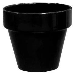 New DECOLINES Pot horticole en terre cuite émaillée Noir – D25 x H23