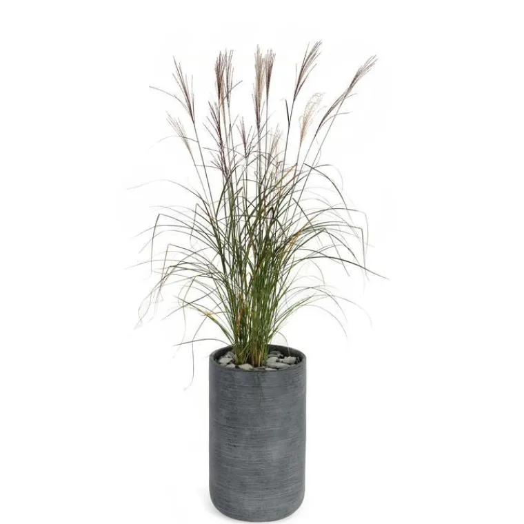 Clearance MICA DÉCORATIONS Pot rond Stream haut Anthracite Ø.37 x H.60 cm