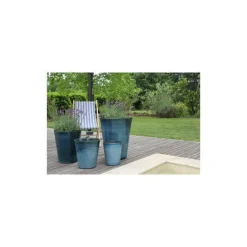 Hot LES POTERIES D'ALBI Pot Sydney de 29,7 L en terre émaillée coloris bleu Ø 37 x 44 cm
