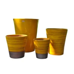 LES POTERIES D'ALBI Pot Sydney Ibiza Sunshine en terre cuite émaillée H 44 x Ø 37 cm