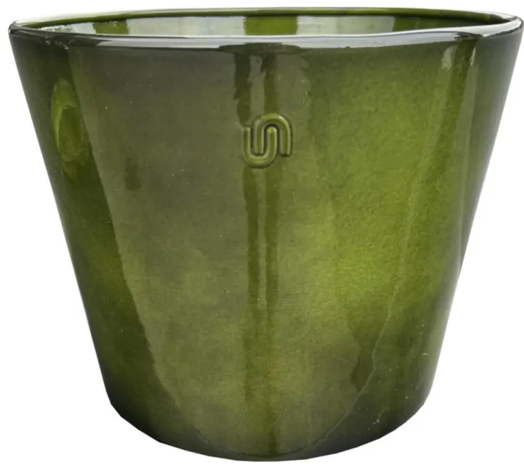 Clearance UPCYCLE Pot évasé coloris vert en métal recyclé - 27 x 27 x 22 cm