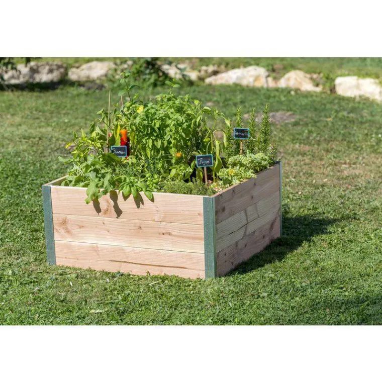 Best MON PETIT POTAGER Potager carré en bois gamme Design - 80 x 75 x 36 cm