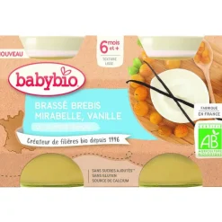Discount BABYBIO Pots brassés Brebis Mirabelle Vanille 2x130 g 6 mois+