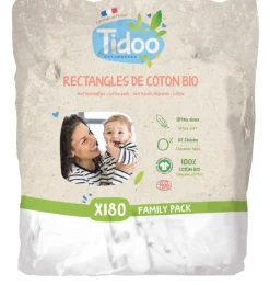 Discount TIDOO Rectangles de coton bio pour bébé - Paquet de 180