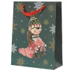 Discount KAEMINGK Sac cadeau en papier métallisé vert décor elfe moyen modèle - 10 x 26 x 32 cm