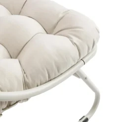 Clearance Salon de jardin en acier coloris beige Iris - 4 éléments (canapé, table basse et deux fauteuils)