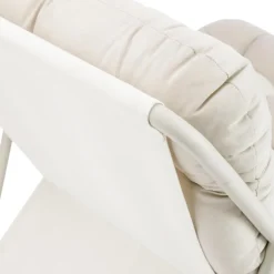 Clearance Salon de jardin en acier coloris beige Iris - 4 éléments (canapé, table basse et deux fauteuils)