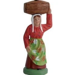 Outlet SANTONS ESCOFFIER Santon pour crèche femme au tonnelet rouge - 7 cm