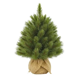 Outlet Sapin de Noël artificiel coloris vert avec toile de jute Forest Frosted