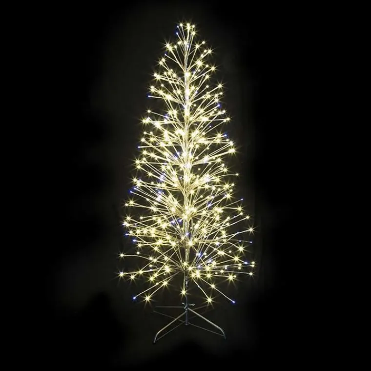 New FESTILIGHT Sapin de Noël lumineux LED à lumière fixe blanc chaud pétillant sur secteur - 1,50 m