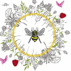 Hot PAPER DESIGN Serviettes en papier 3 plis motif abeille Bee loved bio compostables x 20 - 33 x 33 cm