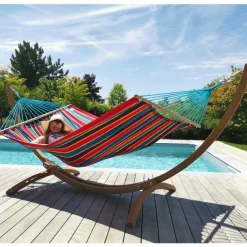 Best JOBEK Set support et hamac EsKapade coloris multicolore Canoa en bois et polypropylène Hamacs - 323 x 125 x 128 cm
