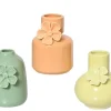Hot KAEMINGK Soliflore en grès en porcelaine coloré avec motif fleur - Ø 8 x H 12 cm