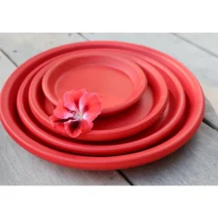 Hot LES POTERIES D'ALBI Soucoupe coloris rouge en terre émaillée - Ø 41 cm