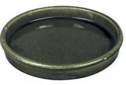 Outlet PASSION FOR POTTERY Soucoupe en grès émaillé Dripping vert Shanghaï - Ø 35 cm