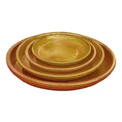 Clearance POTERIE DU BOUSQUET Soucoupe en terre cuite émaillée jaune miel Costa - Ø 32 x H 3,5 cm