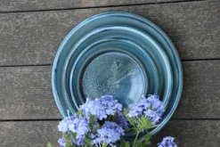 LES POTERIES D'ALBI Soucoupe en terre cuite émaillée coloris bleu - Ø 14 x H 2 cm