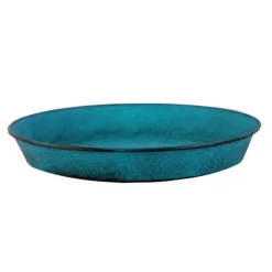 Best DECOLINES Soucoupe pot Reb en acier bleu mat Ø 26,5 x H 3,5 cm