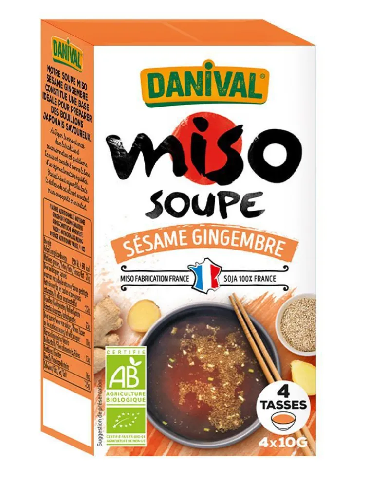 Hot DANIVAL Soupe Miso sésame gingembre bio - 4 x 10 g