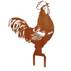 Hot ATELIER DES TROIS MONDES Statue de jardin à planter coq H 36 cm