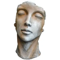 Sale DÉCORIALE Statue de visage de femme effet demi-rouille coloris gris 115 cm