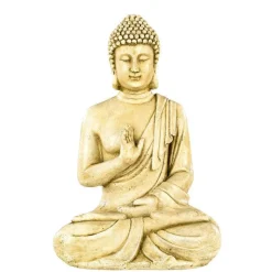 Sale HAIRIE GRANDON Statue en béton coulé beige aspect pierre vieillie Bouddha hindou moyen modèle - 40,5 cm
