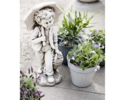 Sale KAEMINGK Statue garçon avec parapluie en polymagnesium blanc cassé - 67,5 cm