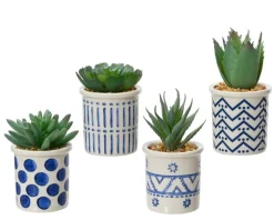 Discount KAEMINGK Succulente artificielle verte dans cache-pot en bleu - Ø 5,5 x H 9 cm
