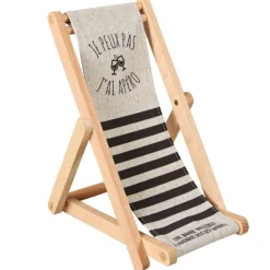 Clearance CAV SERVICE Support à bouteille transat en toile rayée Valentina - 25,5 x 23 x 15,5 cm