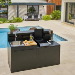 FORGE ADOUR Support évier fermé en acier noir forme comptoir de bar - 90 x 97,2 x 112,5 cm