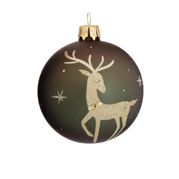 Hot Suspension boule décorative nature coloris vert en verre - Ø 7 cm